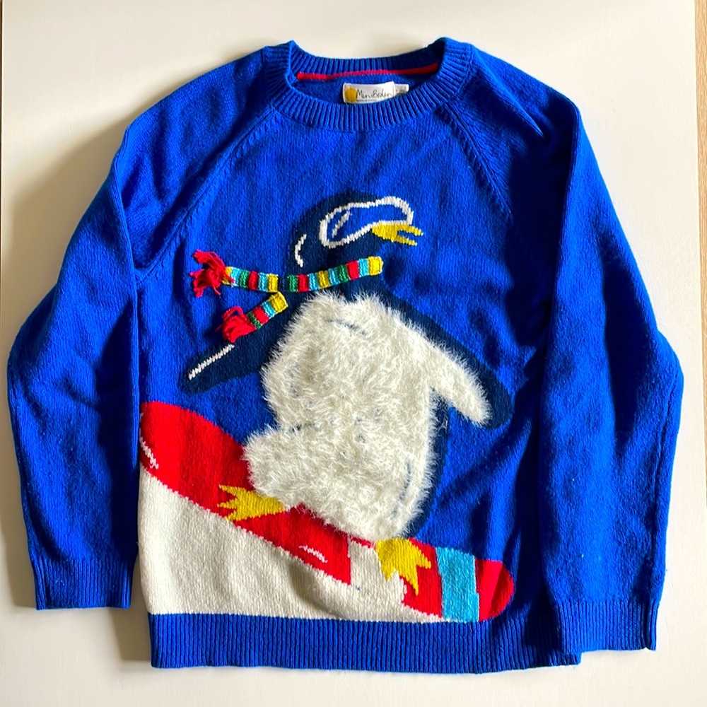 Mini Boden Boys Youth Size 9-10Y Fun Logo Jumper Penguin Sweater